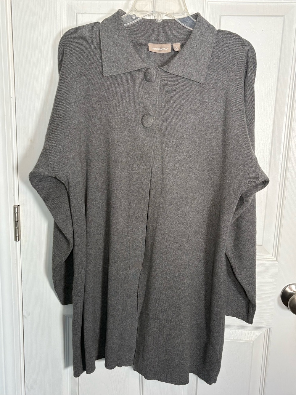 Croft & Barrow Charcoal Gray Collared Snap Button-Front Knit Cardigan Size XL